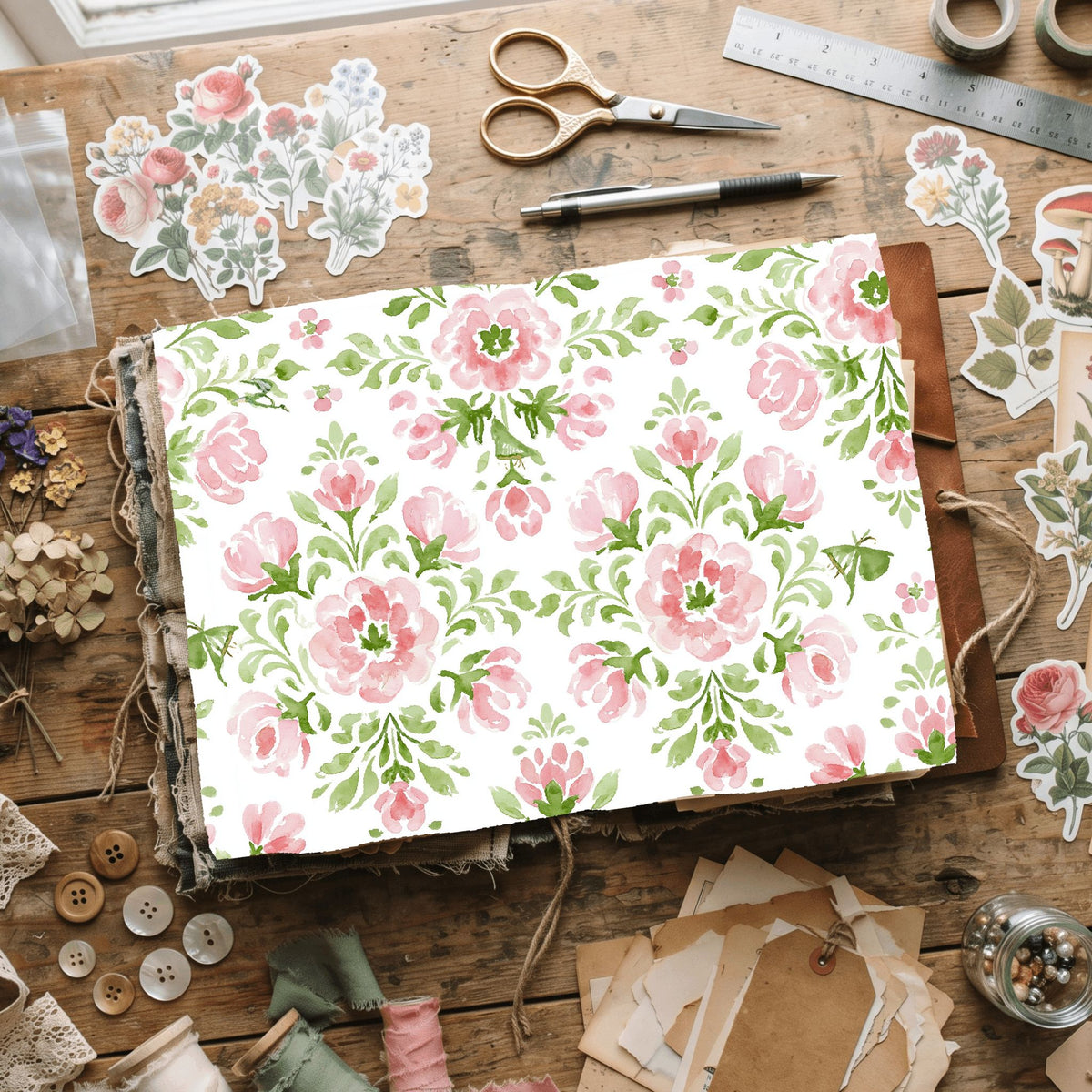 Pastel Pink & Green Watercolor Pattern
