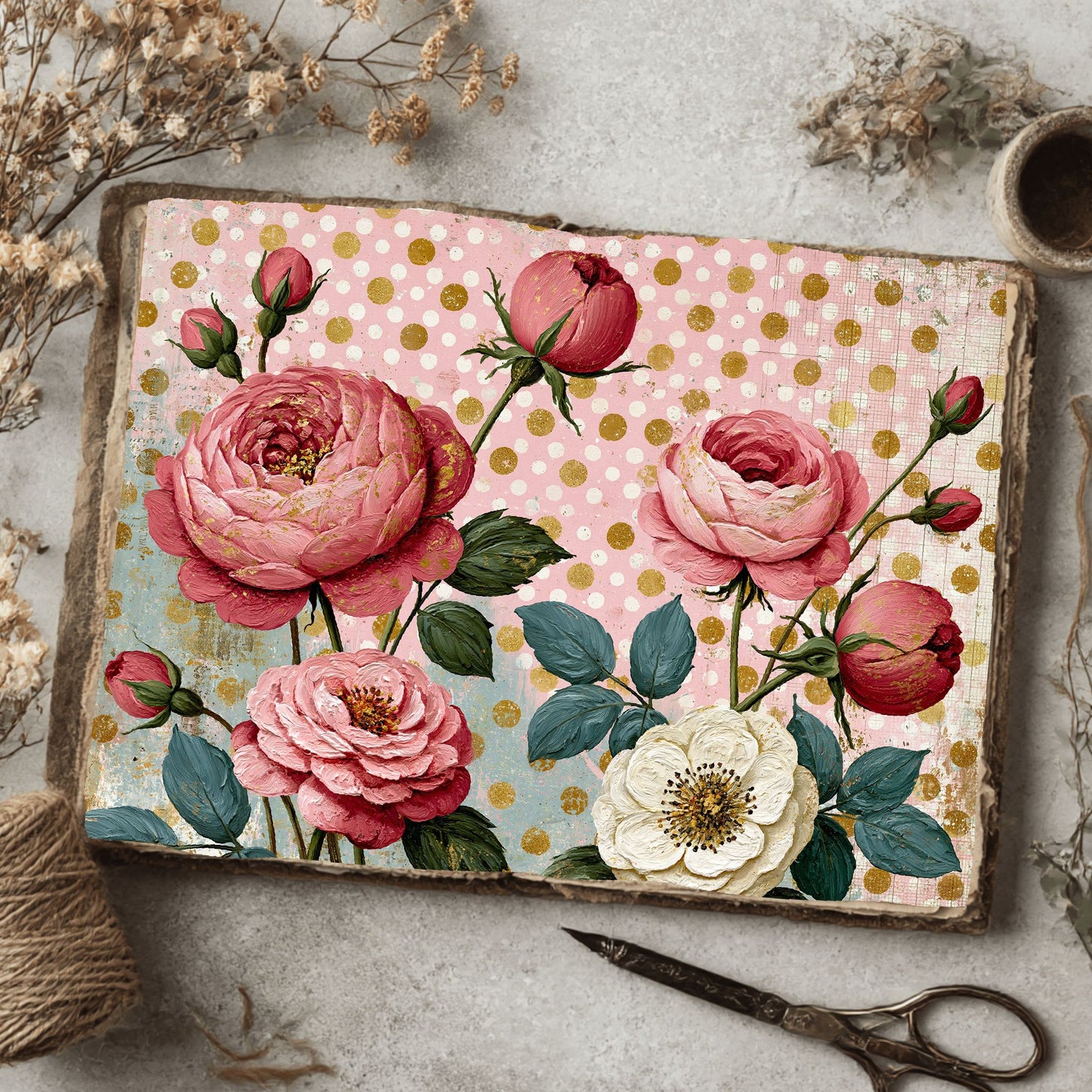 Pink & Gold Shabby Chic Journal Paper