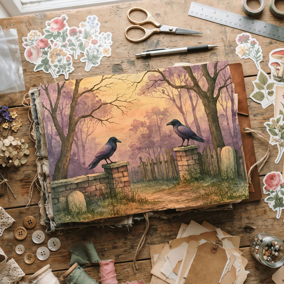Purple Halloween Watercolor Art