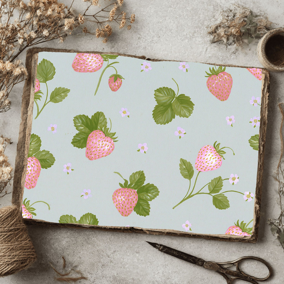 Strawberry Botanical Scrapbook Paper