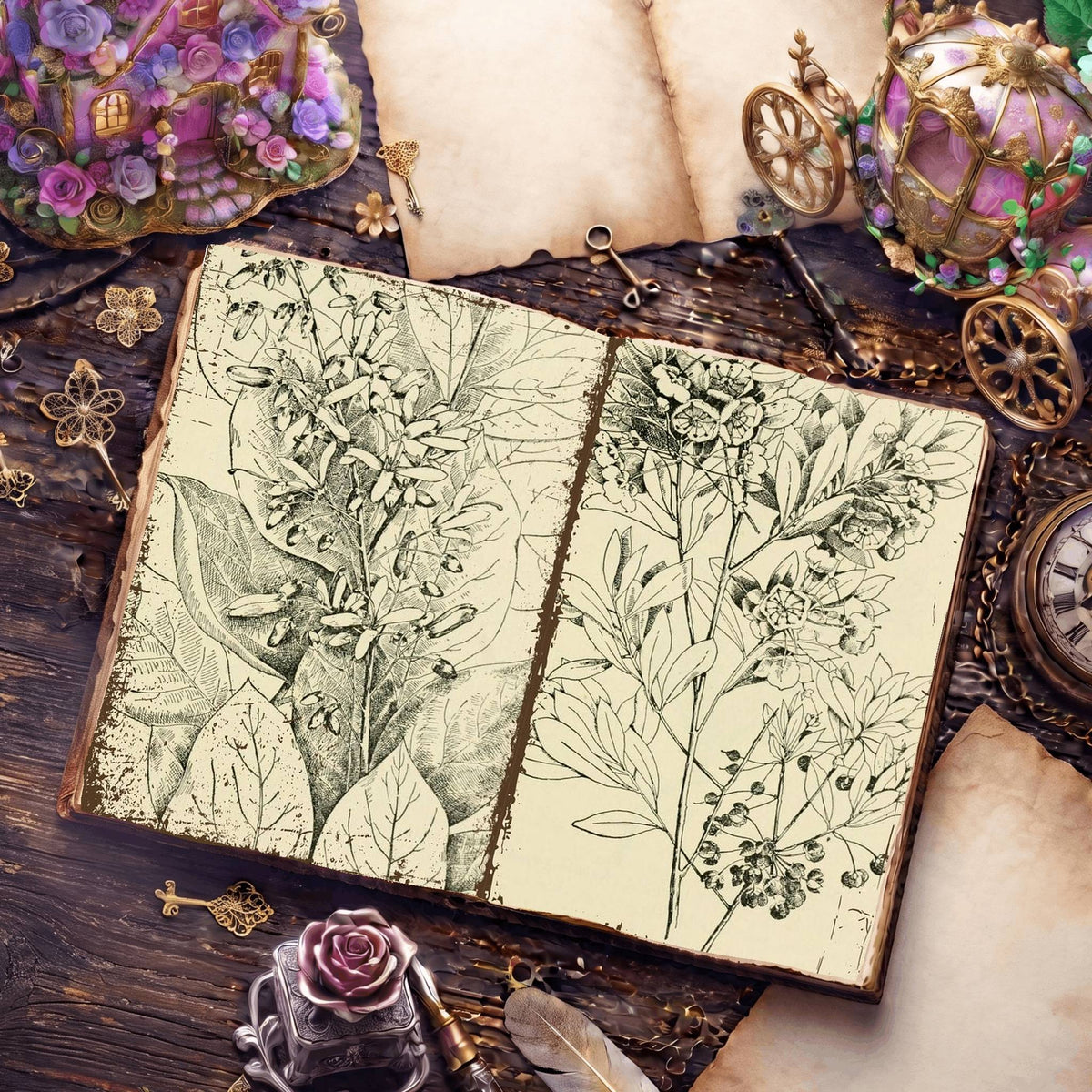Botanical Sketches Digital Papers