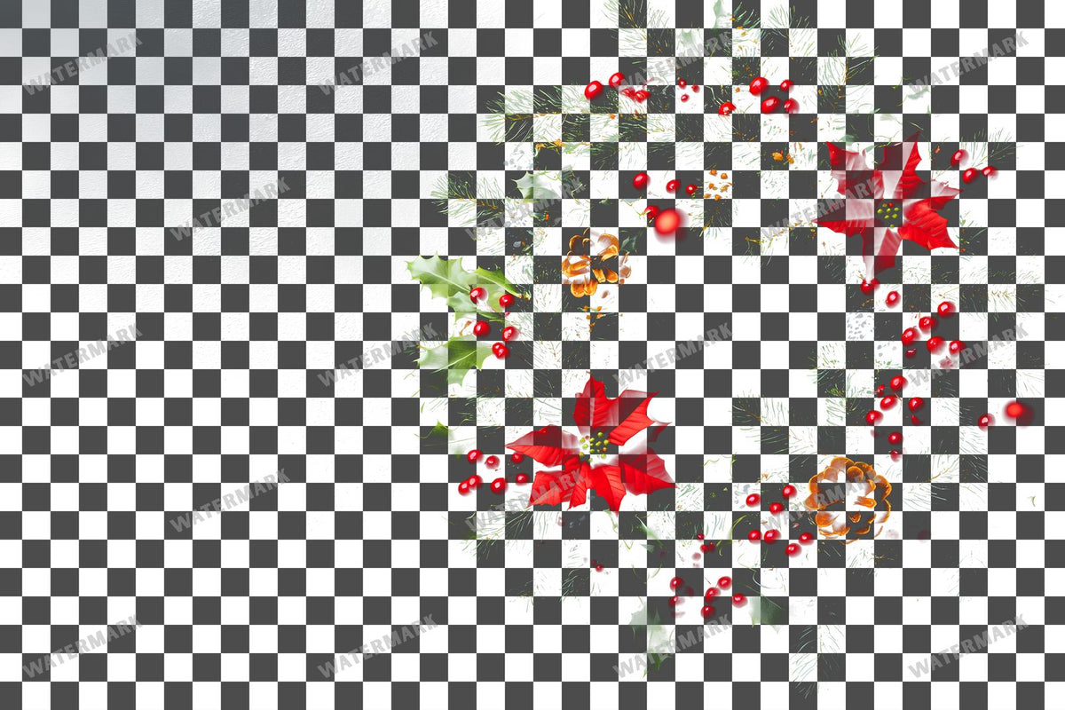 Christmas Wreath PNG overlay on a transparent checkered background, preview 27