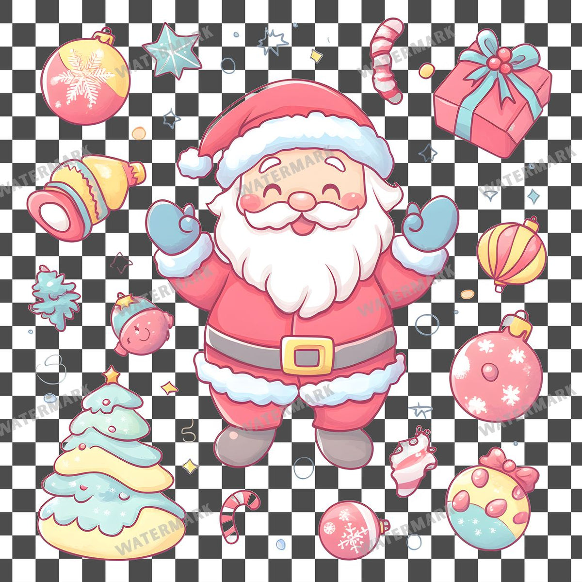 Christmas Kawaii Style Clipart Pngs