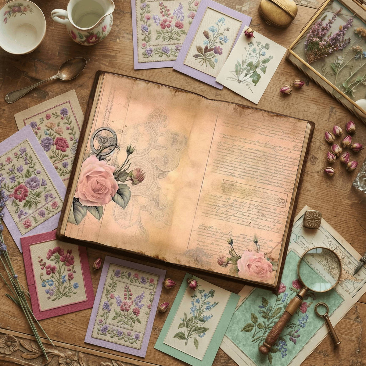 Faded Pink Roses Digital Papers