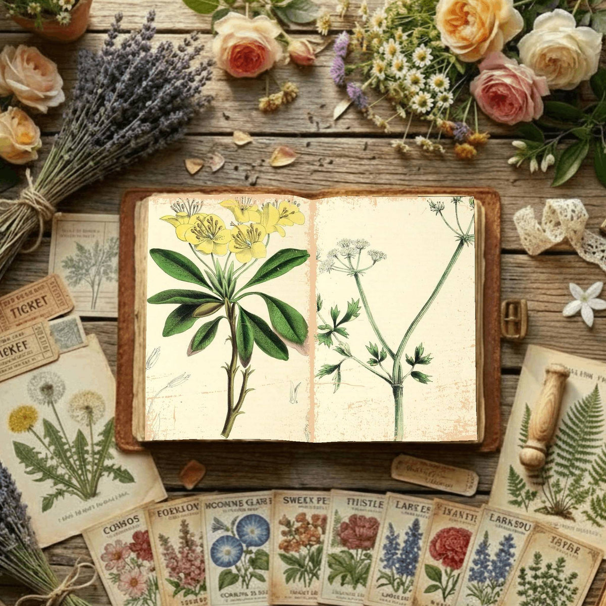 Floral Illustrations Digital Papers