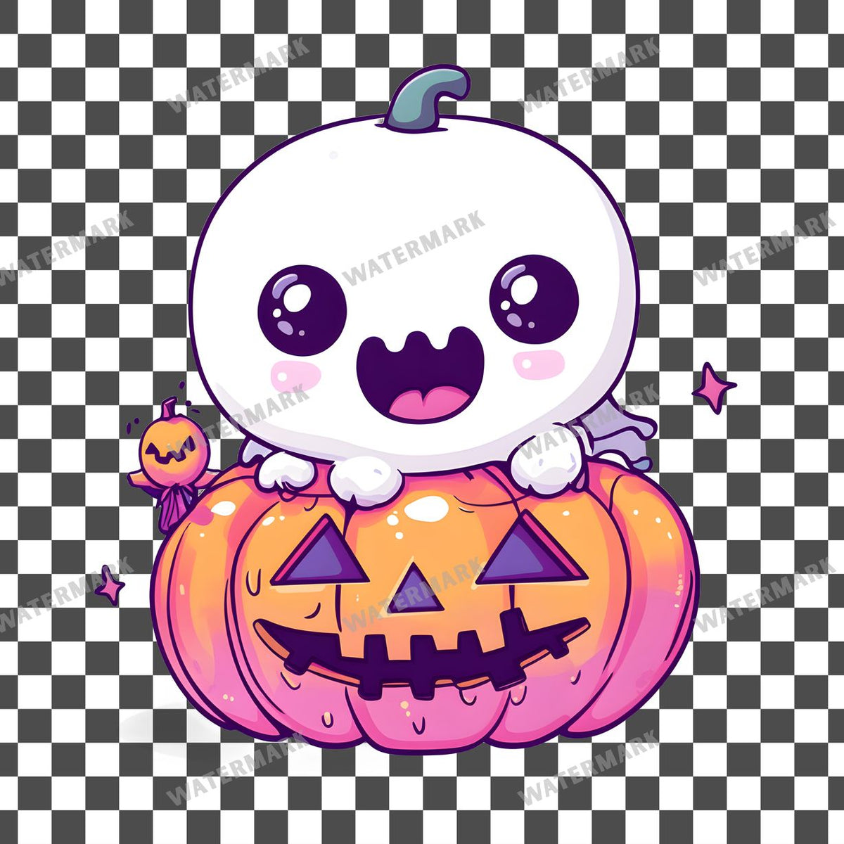 Halloween Kawaii Style Clipart Pngs
