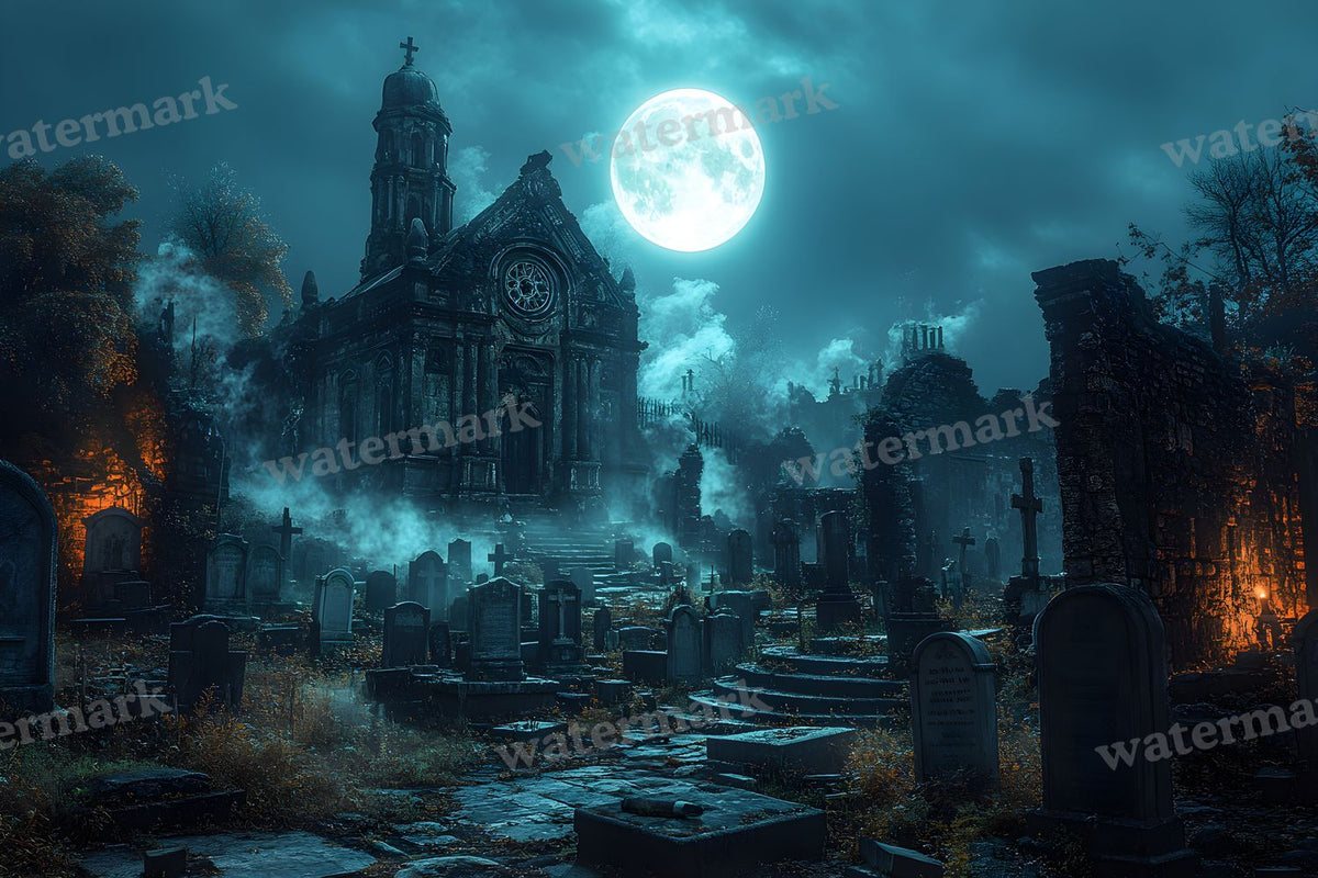 Moonlit Graveyard Backdrop Images