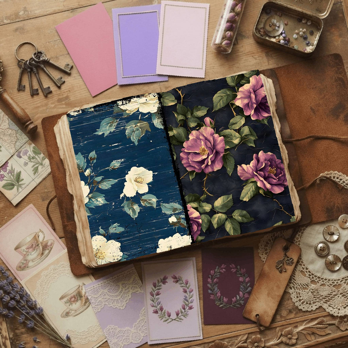 Rose printable junk journal paper, page preview 27