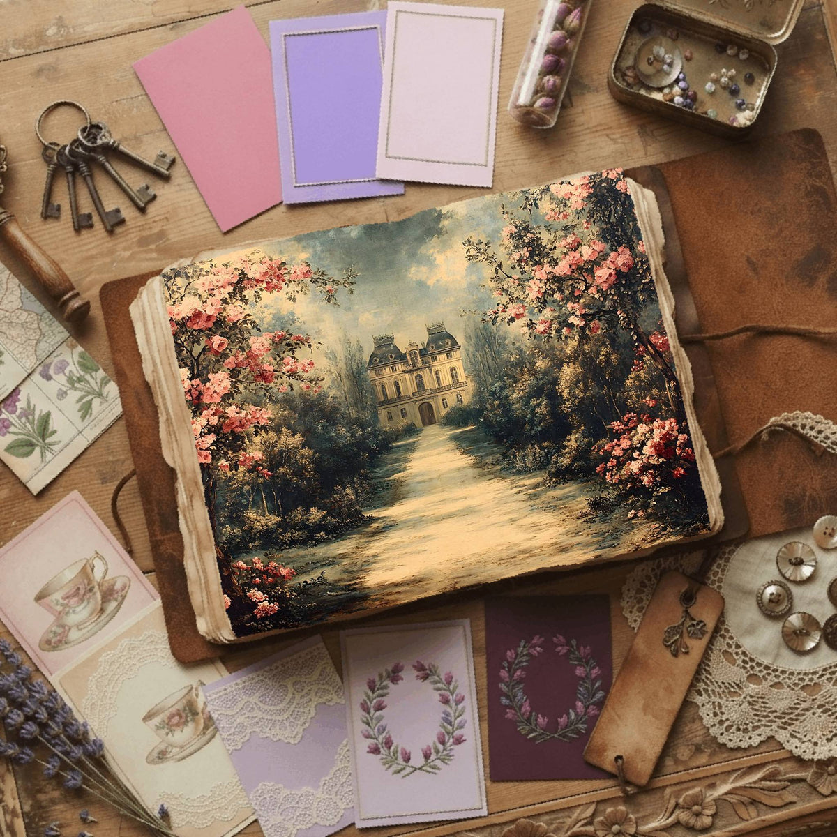 Royal Gardens printable junk journal paper, page preview 27