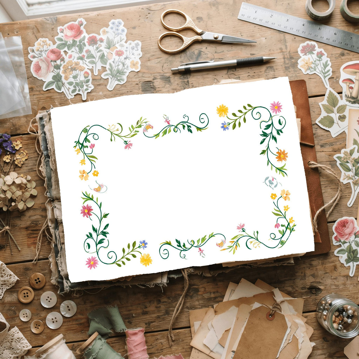Folk Art Watercolor Floral Pattern
