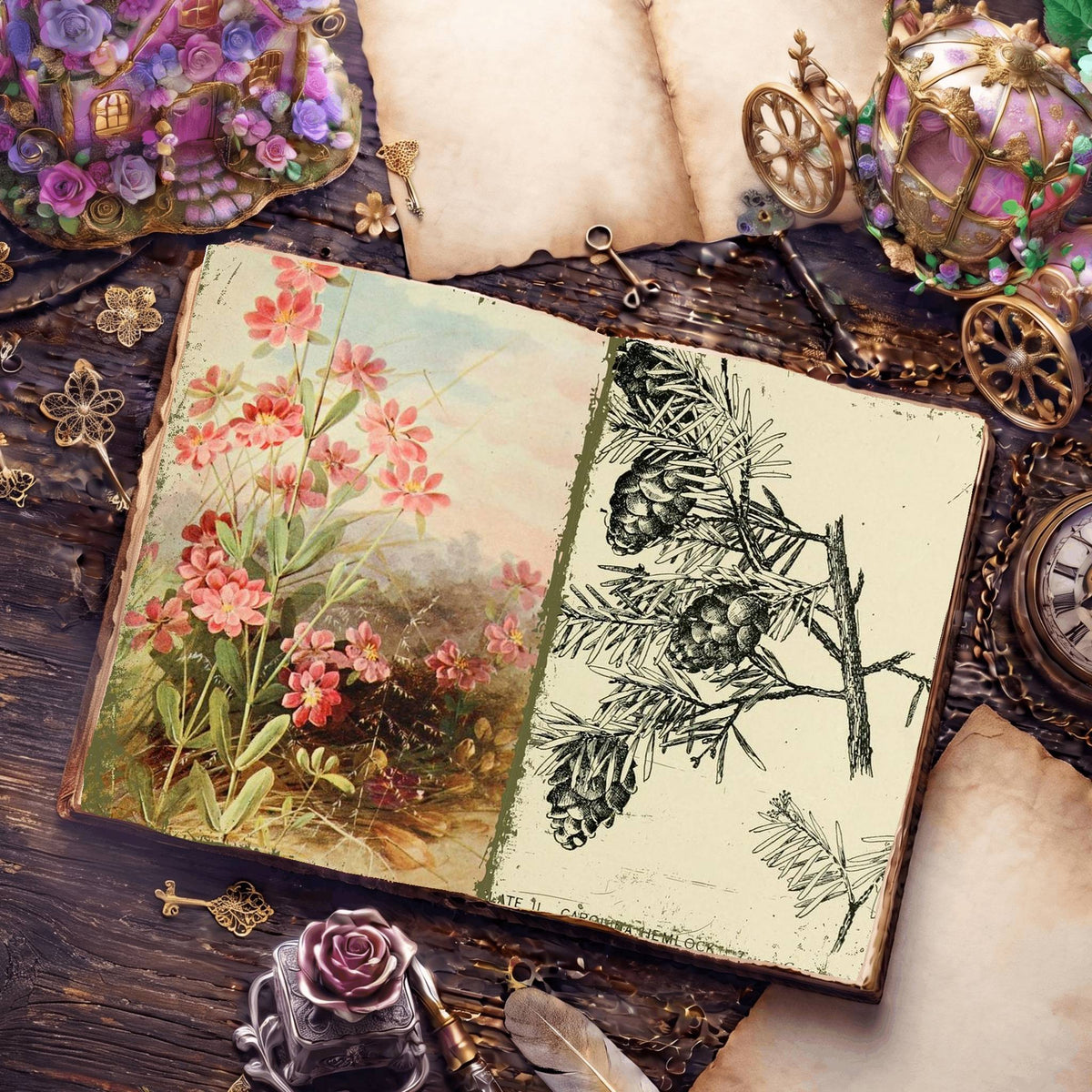 Botanical Sketches Digital Papers