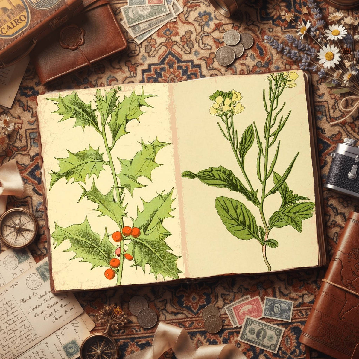 Botanical printable junk journal paper, page preview 28