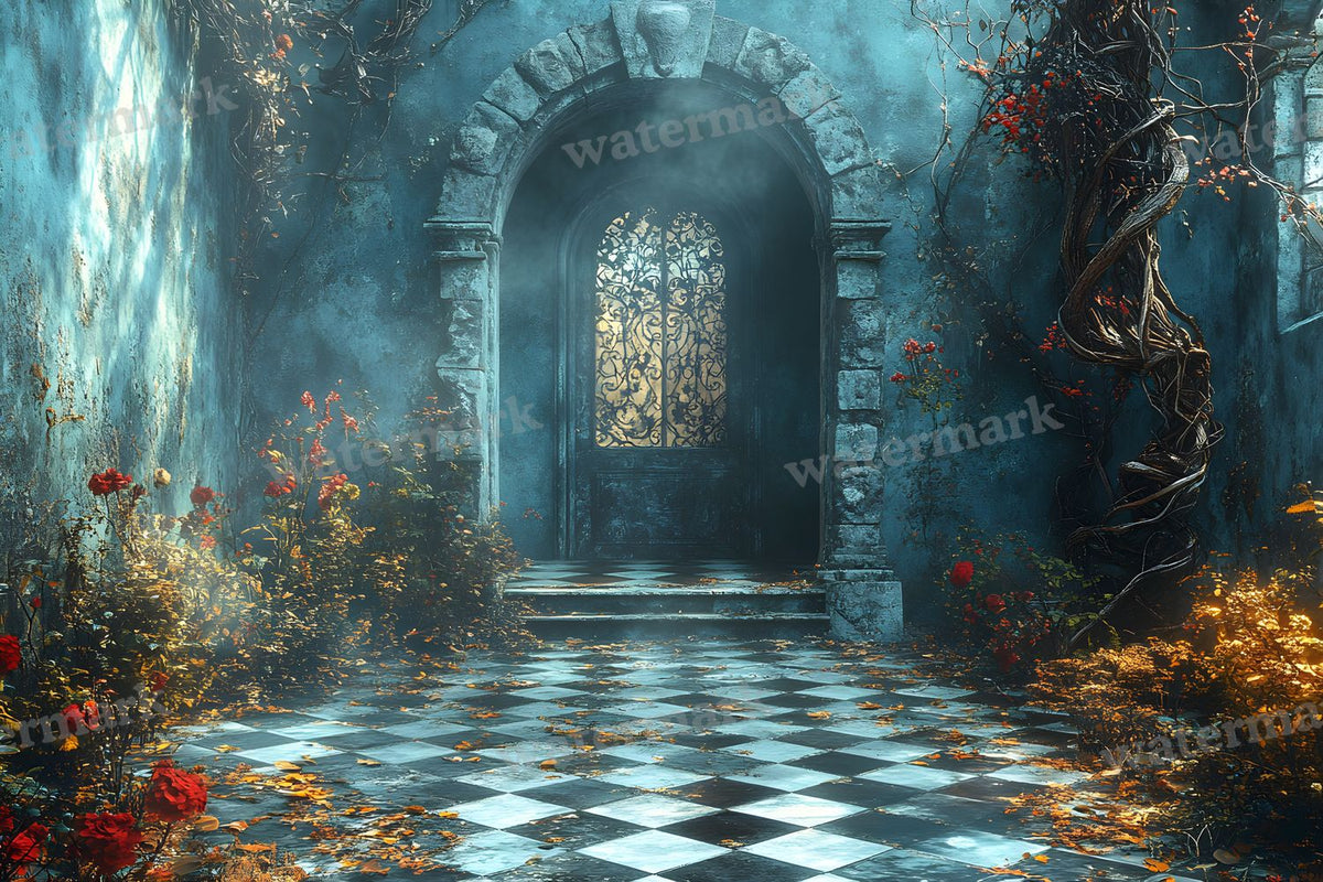 Checkered Garden Path Backdrop Images