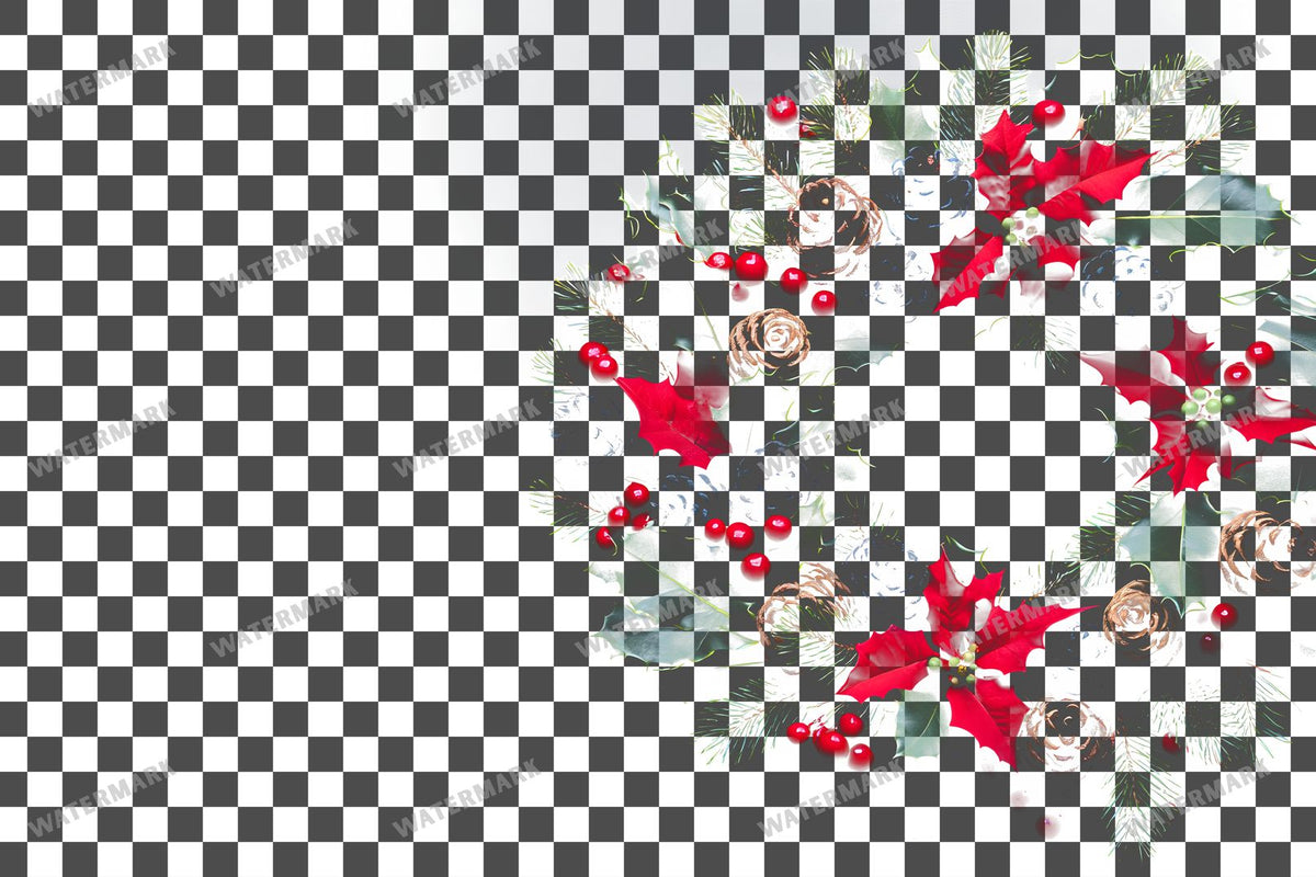 Christmas Wreath PNG overlay on a transparent checkered background, preview 28