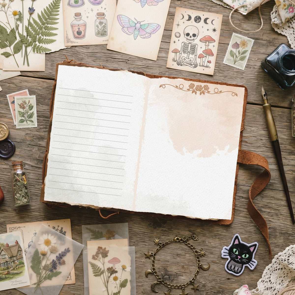 Mixed Color Distressed Blank And Lined Digital Papers