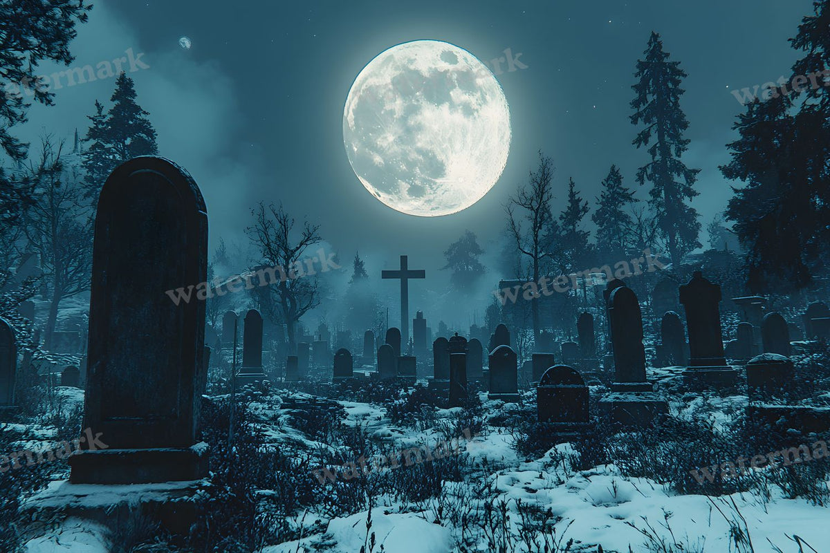 Moonlit Graveyard Backdrop Images
