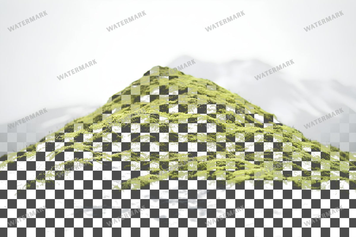 Mossy Hill Snowy Peak PNG overlay on a transparent checkered background, preview 28