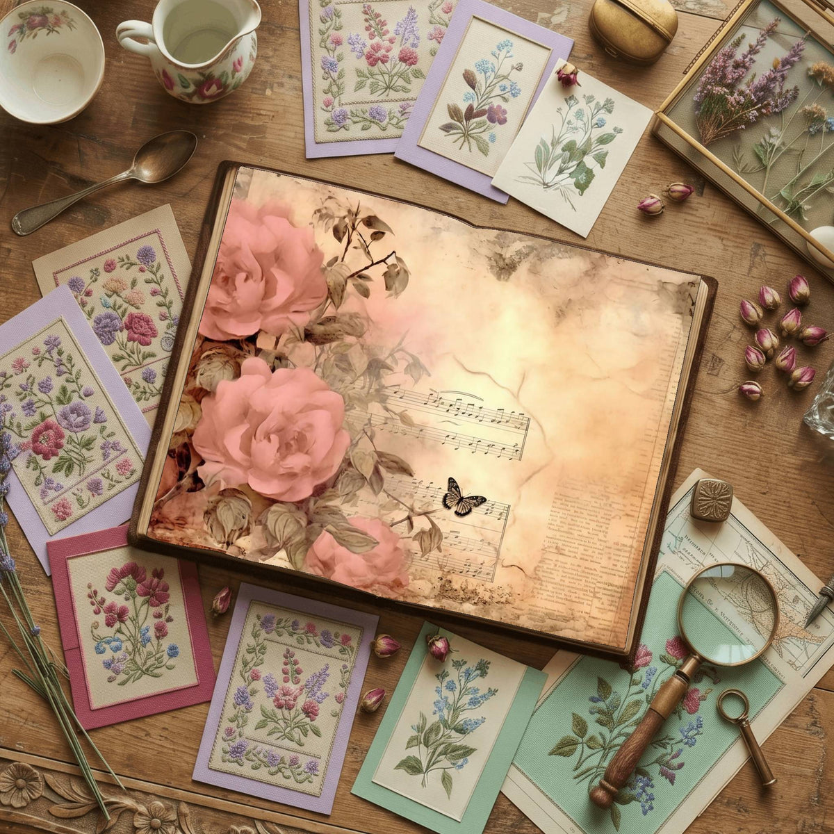 Pink Rose printable junk journal paper, page preview 28