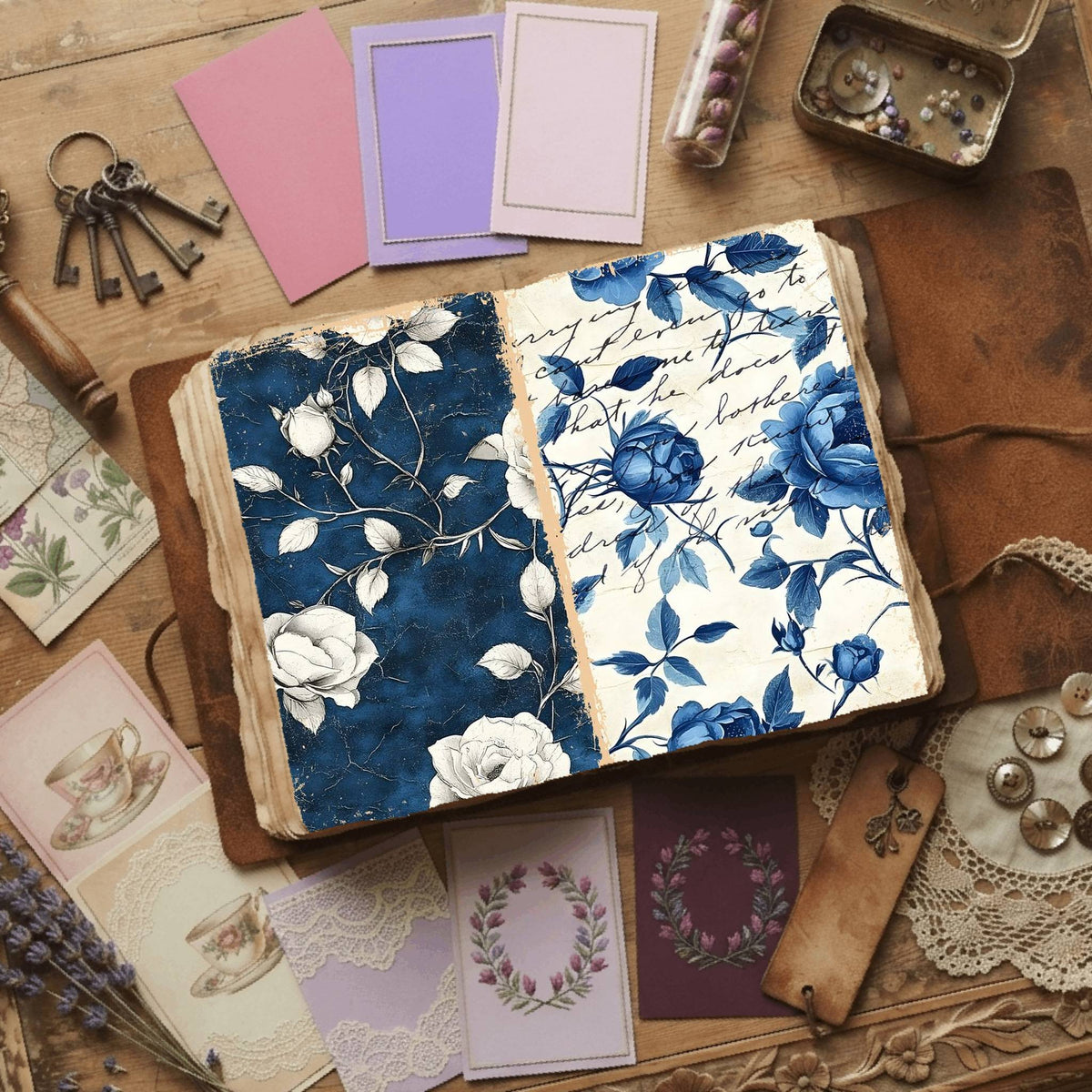 Rose printable junk journal paper, page preview 28