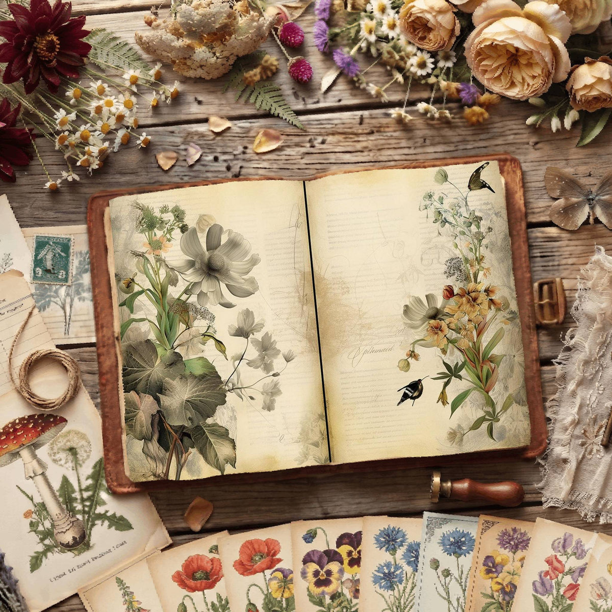 Vintage Botanical Digital Papers