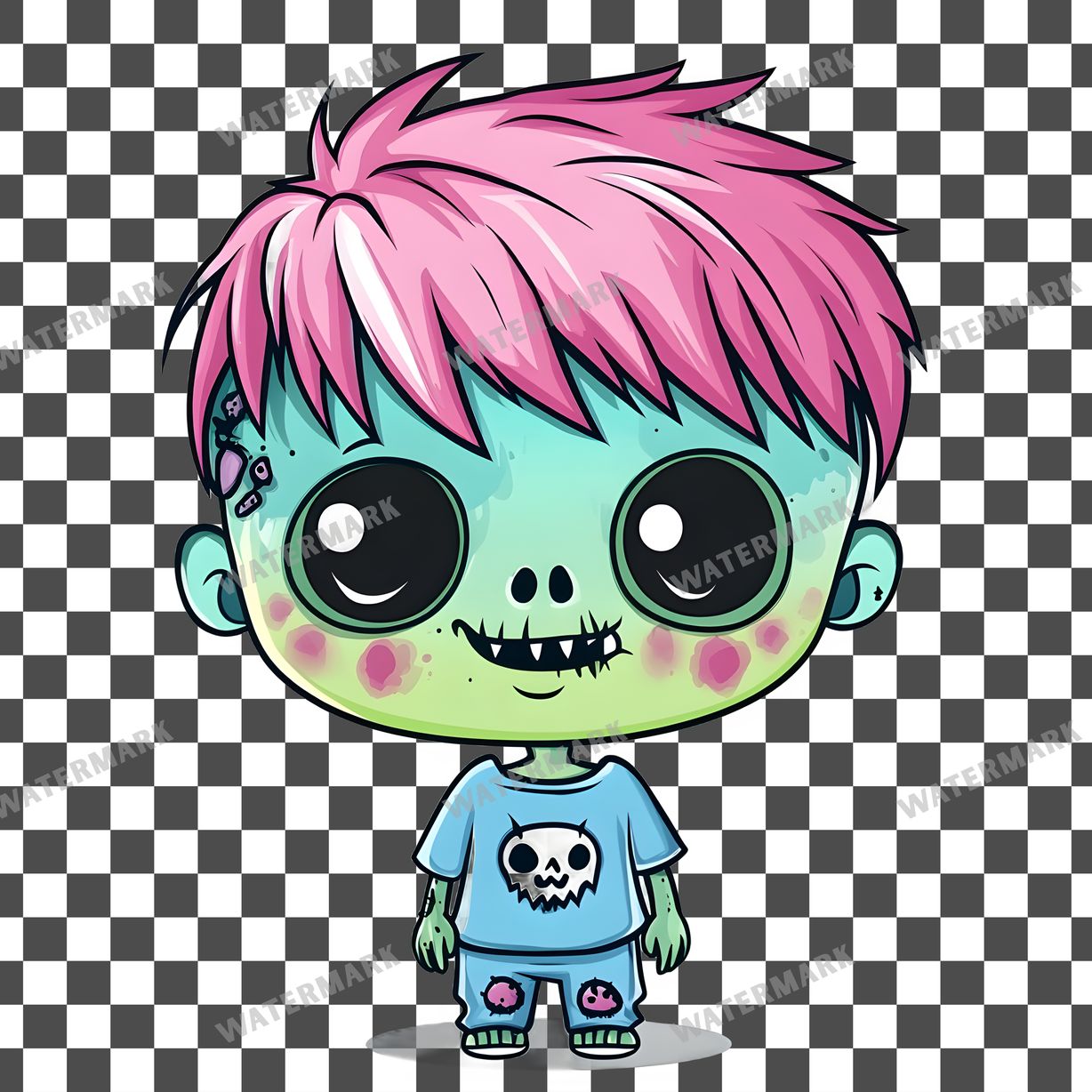 Zombie Kawaii Style Clipart Pngs