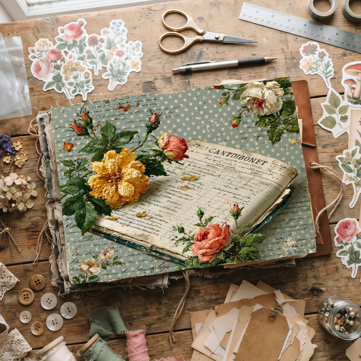 Faded Polka Dot Shabby Chic Journal Paper