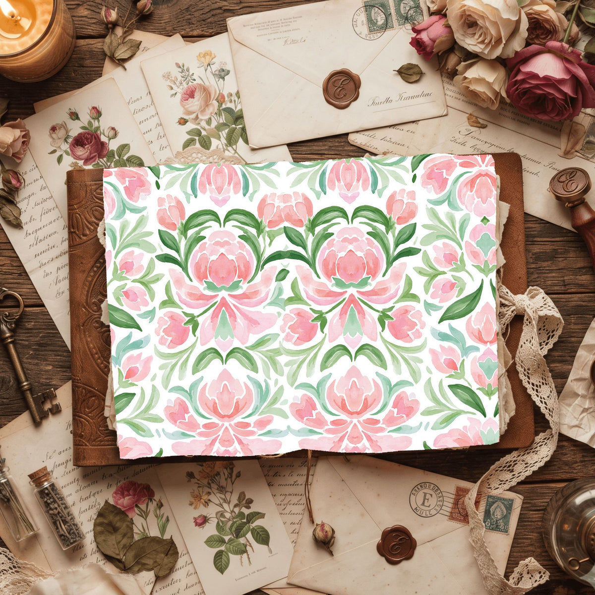 Pastel Pink & Green Watercolor Pattern