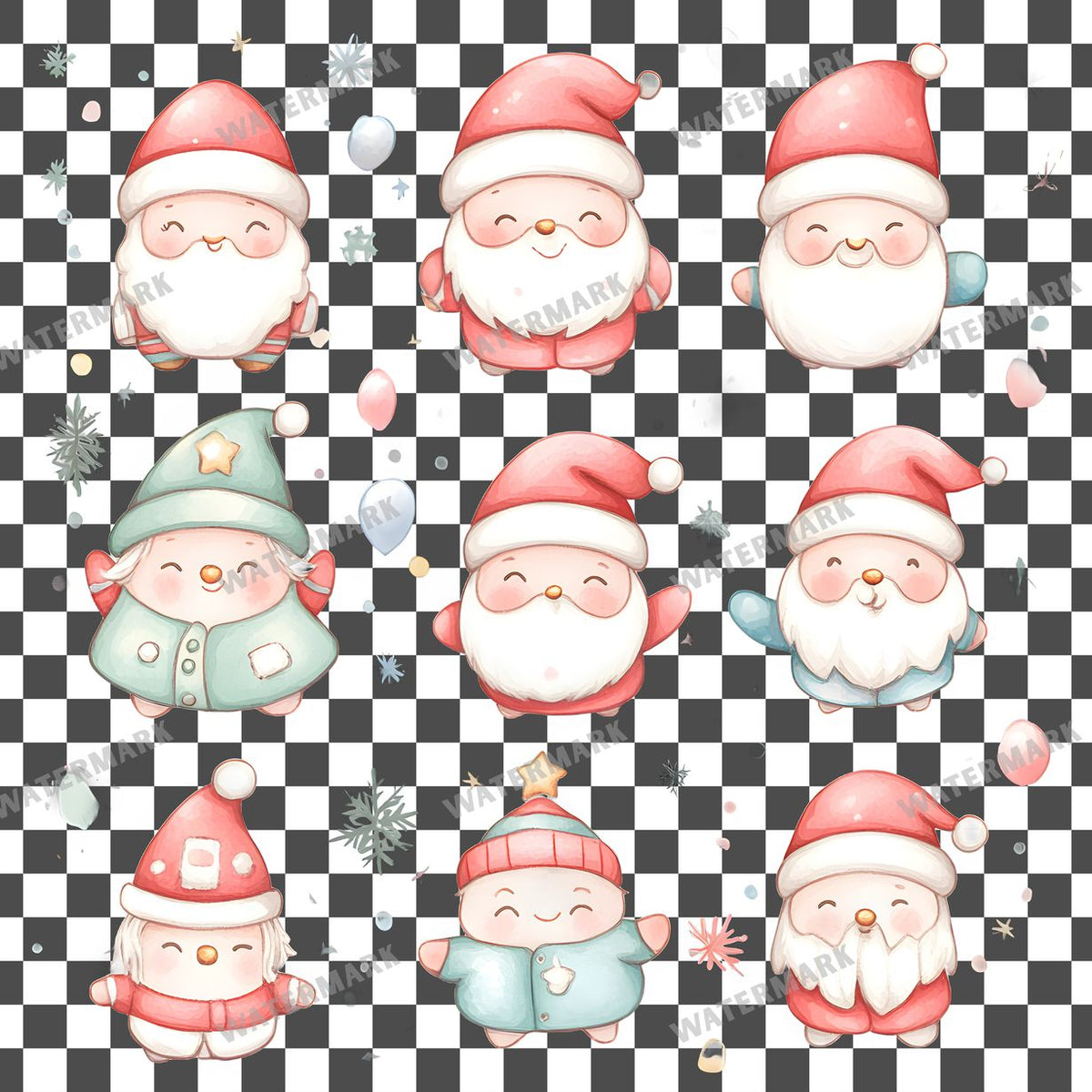 Christmas Kawaii Style Clipart Pngs