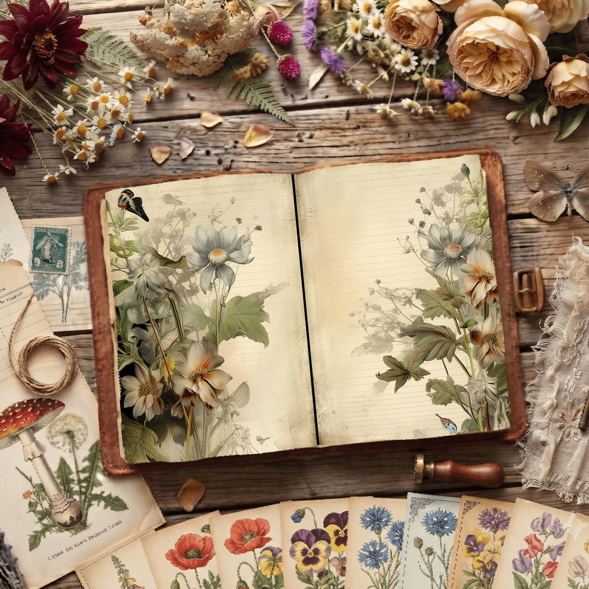 Vintage Botanical Digital Papers