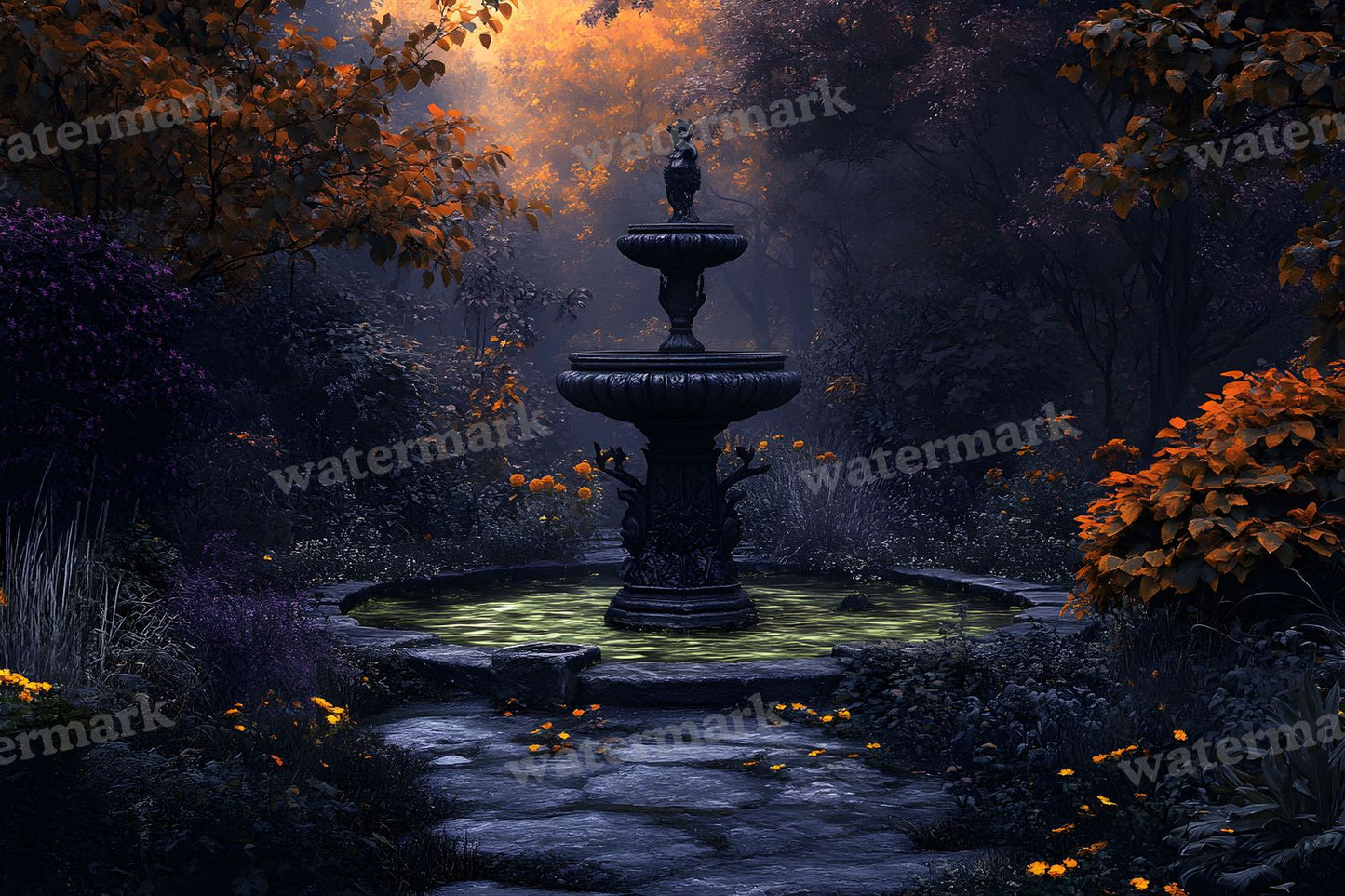 Witchs Eerie Garden Backdrop Images