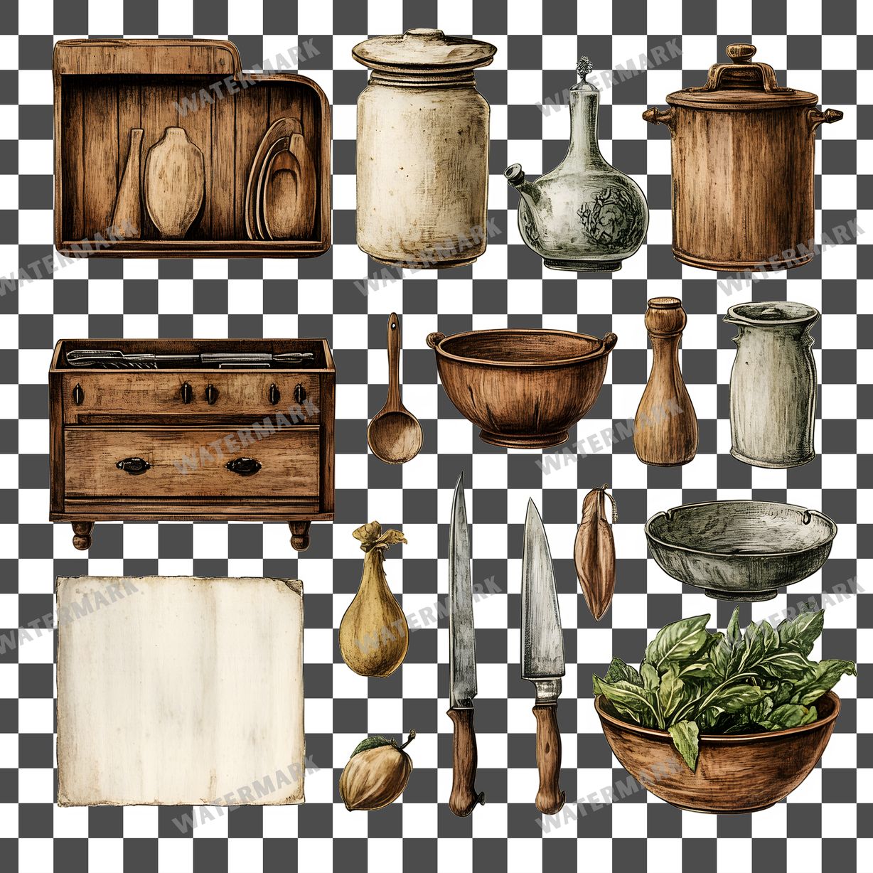 Wooden Rockin Vintage Style Clipart Pngs