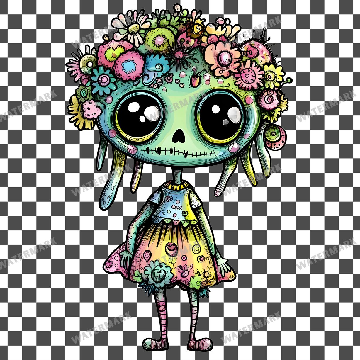 Zombie Kawaii Style Clipart Pngs