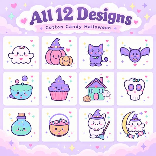 Cotton Candy Halloween SVG Pack – 12 Kawaii Pastel Designs