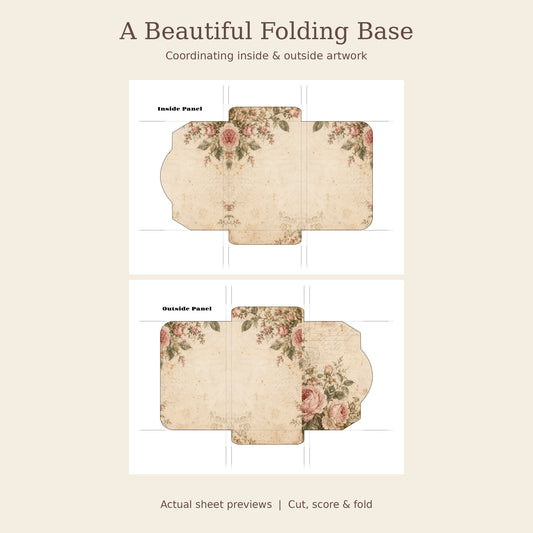 Vintage Rose Correspondence - Printable Folio Kit, A4 & US Letter PDF