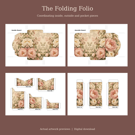 Blush Peony & Gold Leaf - Printable Folio Kit, 12 Sheets, A4 & US Letter PDF