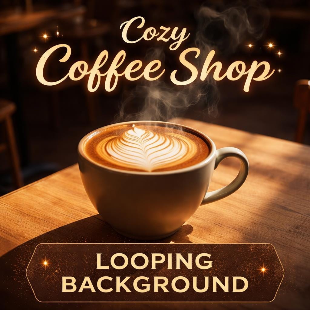 Steaming latte art loop video | Cozy cafe background, lofi ambience | Animated screen for relaxing decor