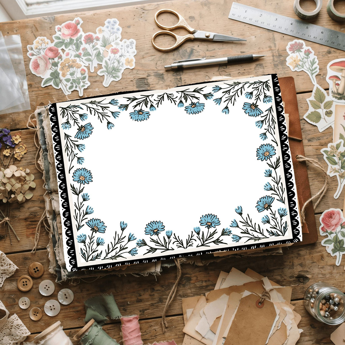 Folk Art Floral Border Frame