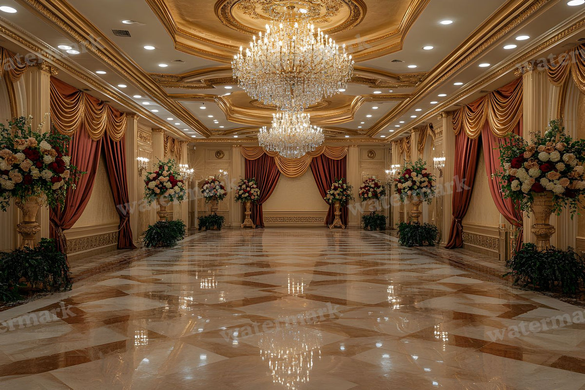 Opulent Wedding Ballroom digital photo backdrop for photo editing, preview 29