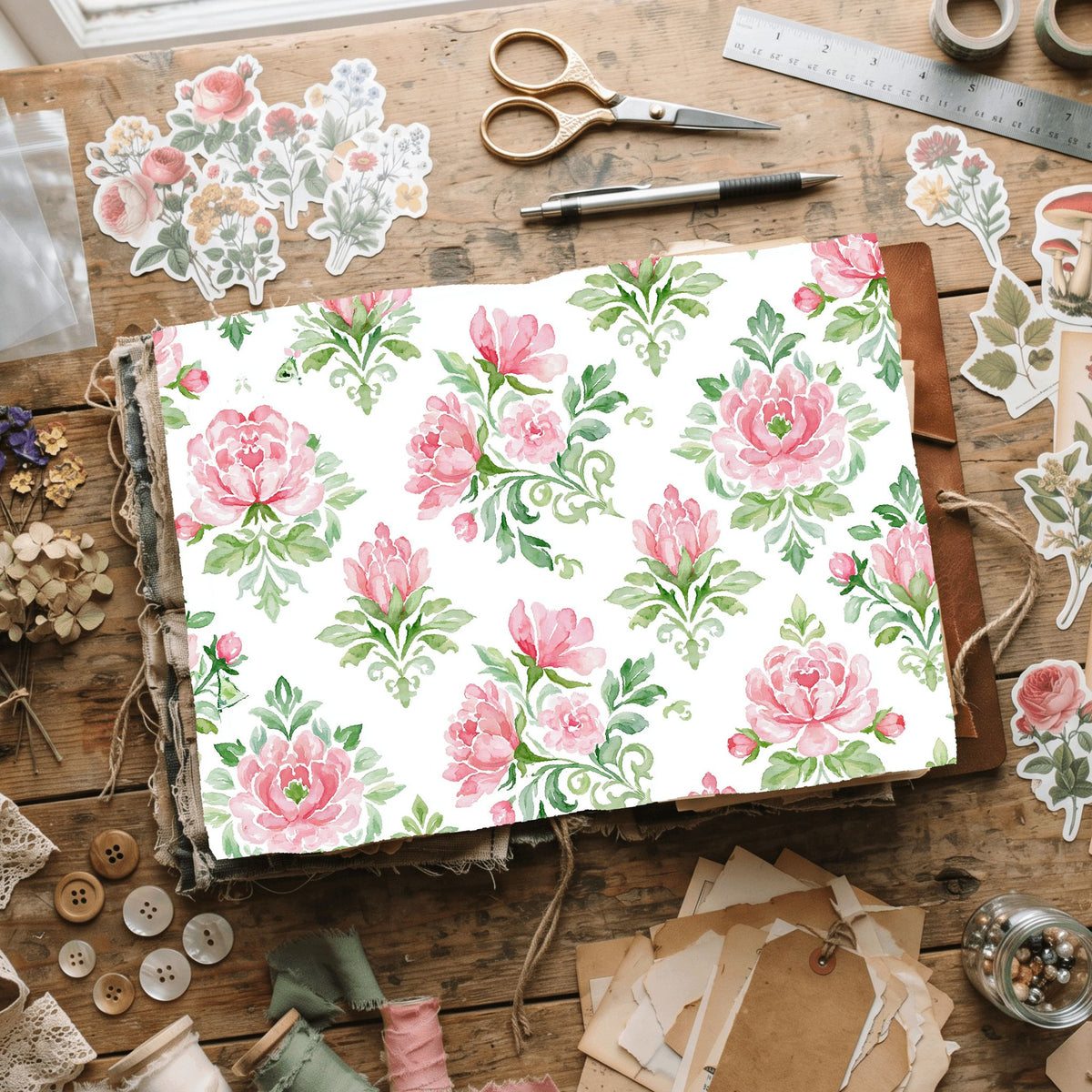 Pastel Pink & Green Watercolor Pattern