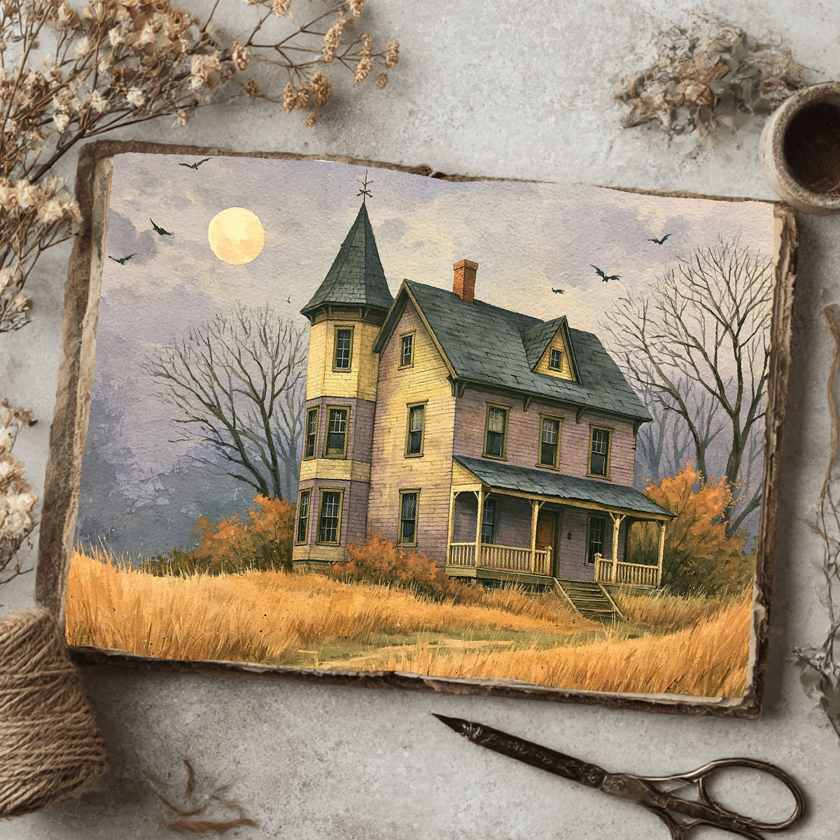 Purple Halloween Watercolor Art