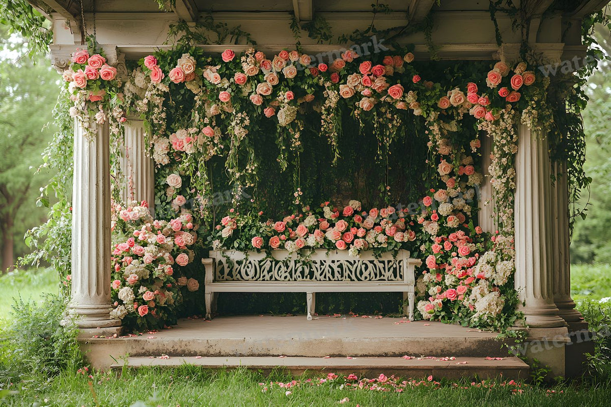 Romantic Rose Garden digital photo backdrop for photo editing, preview 29