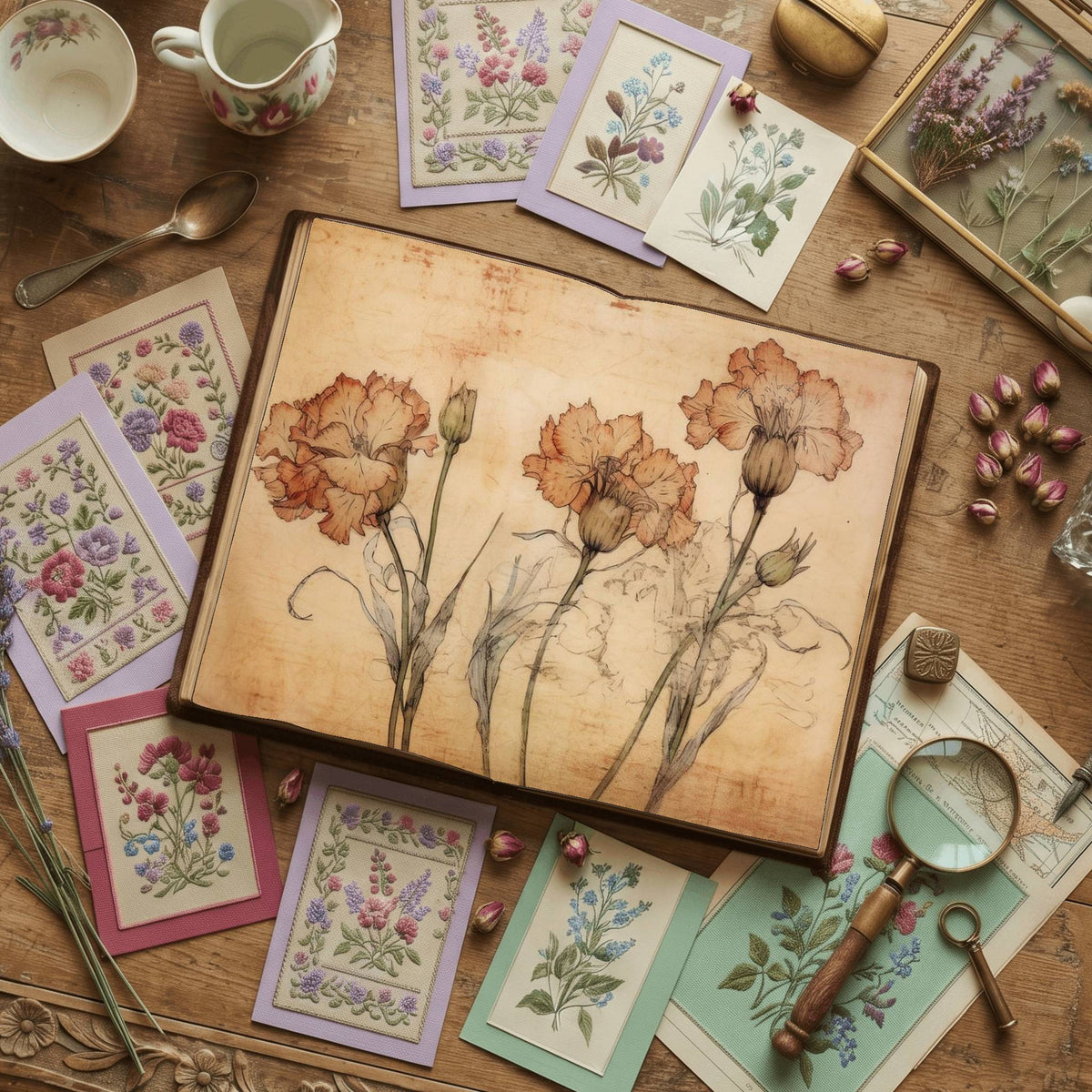 Autumn Carnations Digital Papers