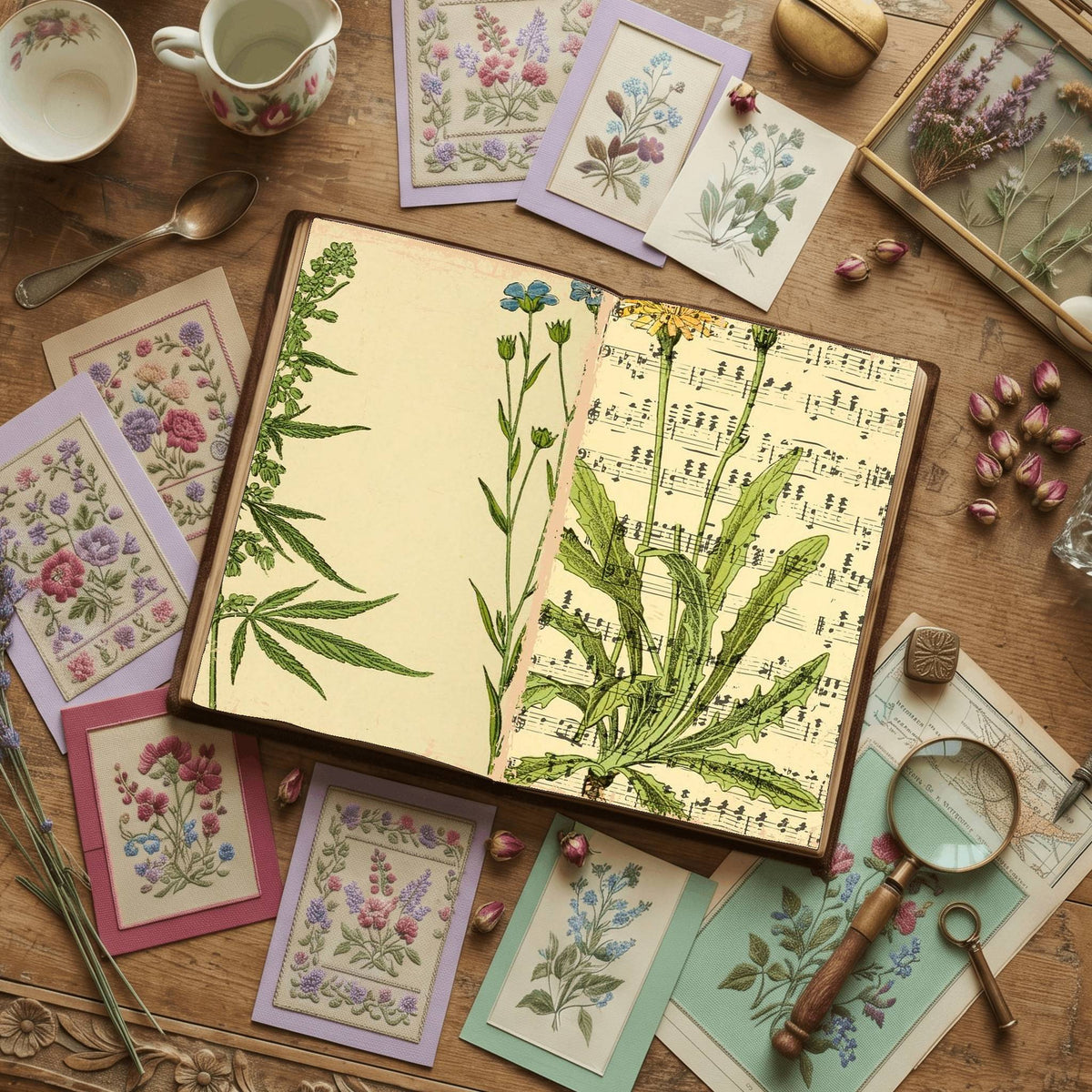 Botanical printable junk journal paper, page preview 30