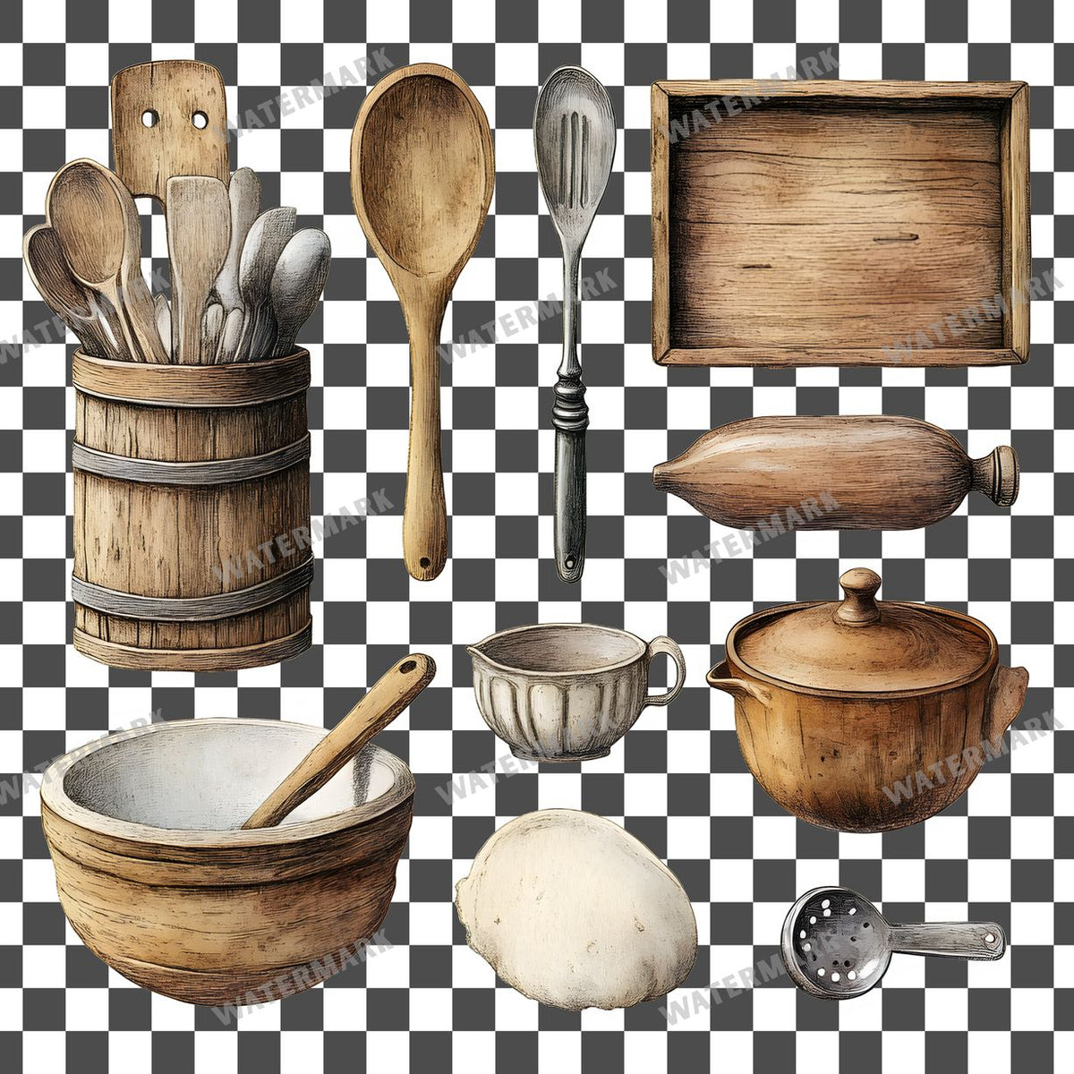 Wooden Rockin Vintage Style Clipart Pngs