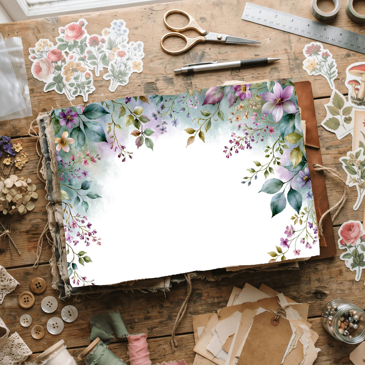 Delicate Botanical Border Frame
