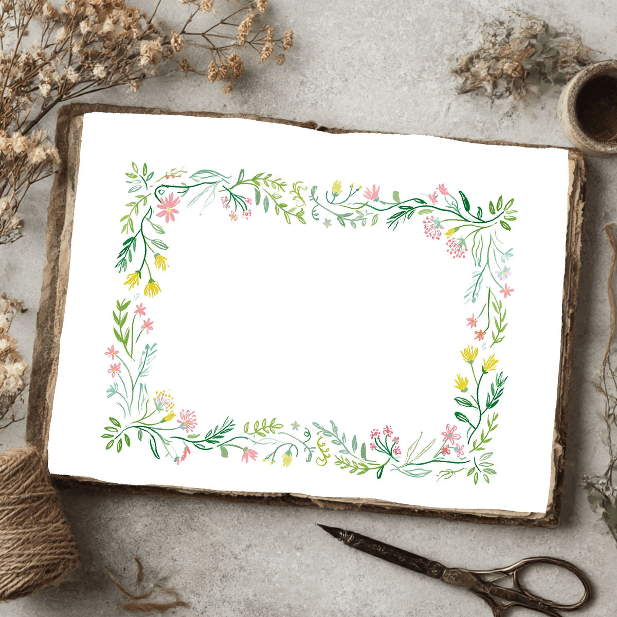 Folk Art Watercolor Floral Pattern