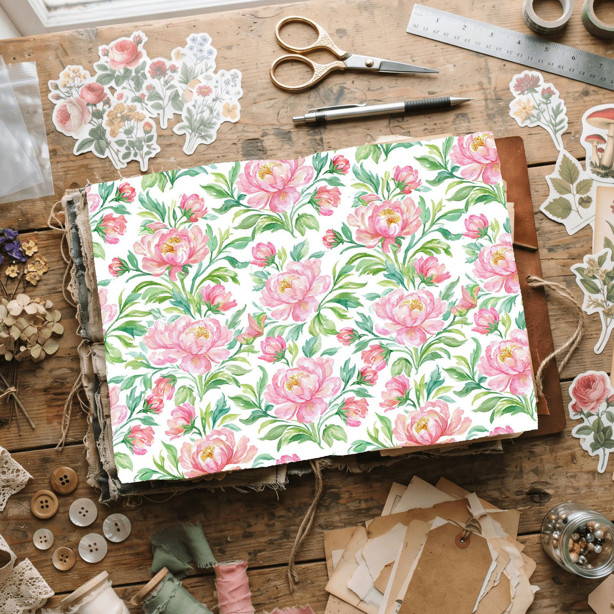 Pastel Pink & Green Watercolor Pattern