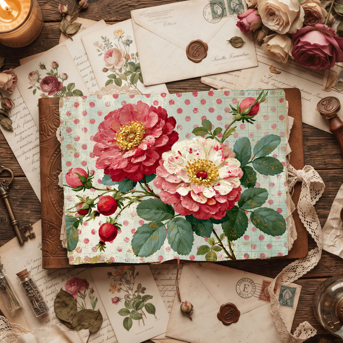 Pink & Gold Shabby Chic Journal Paper