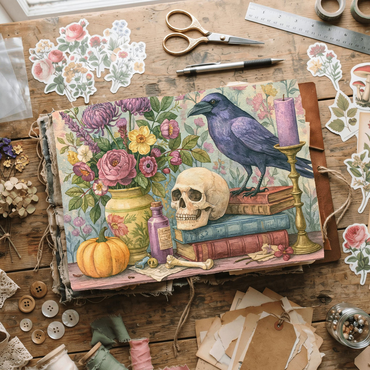 Purple Halloween Watercolor Art