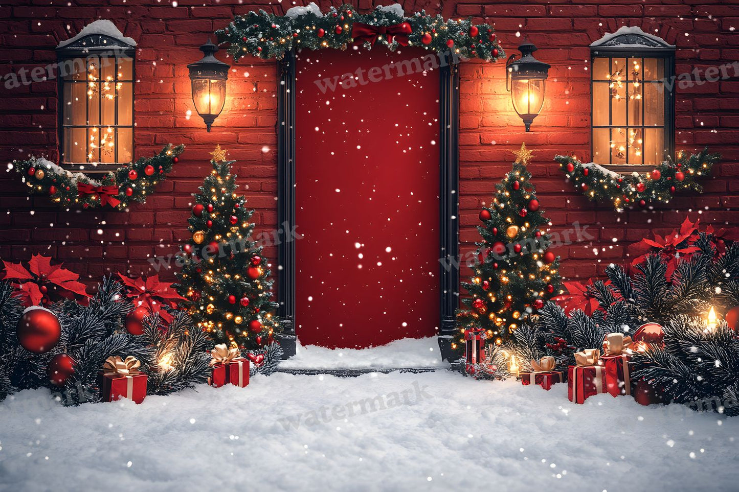 Red Christmas Backdrop Images